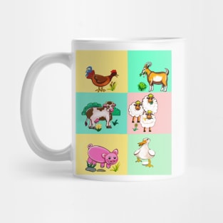 Old Macdonald had a farm squares..and on that farm he had a dog, cow, duck, sheep Mug